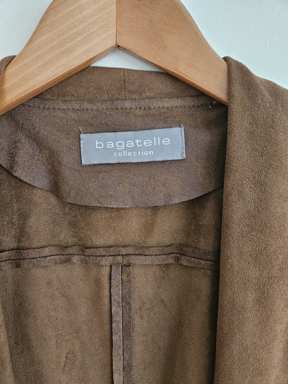 bagatelle Brown Suede Draped Open Jacket - Picture 2 of 10